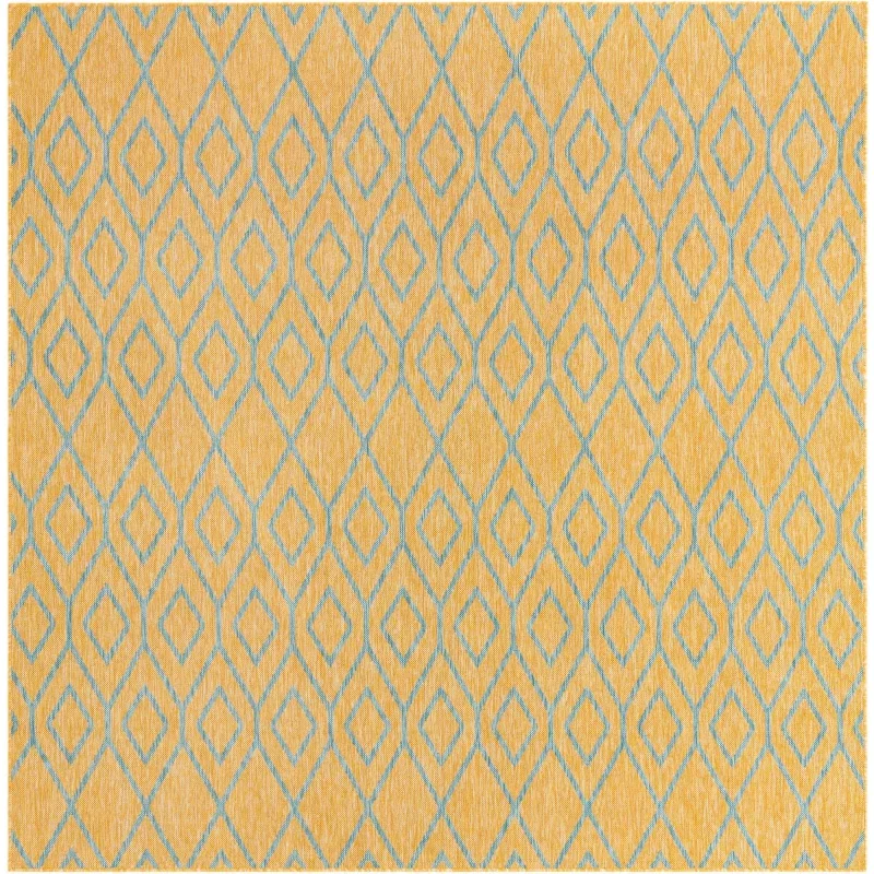 exterior hamptons diamante ikat en amarillo y aqua
