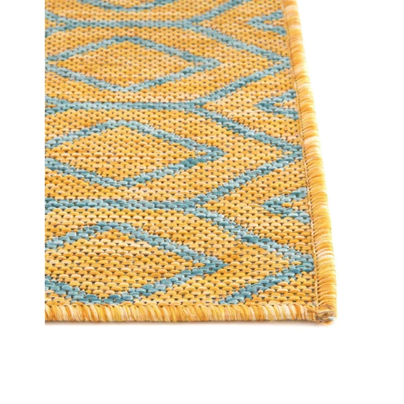 exterior hamptons diamante ikat en amarillo y aqua