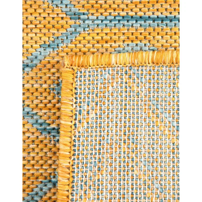 exterior hamptons diamante ikat en amarillo y aqua