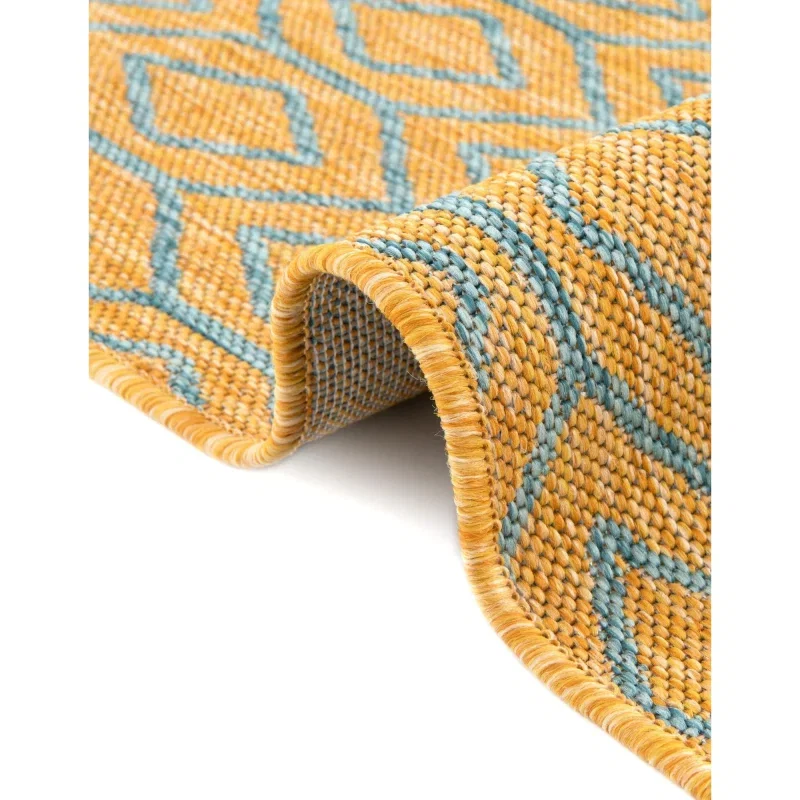 exterior hamptons diamante ikat en amarillo y aqua