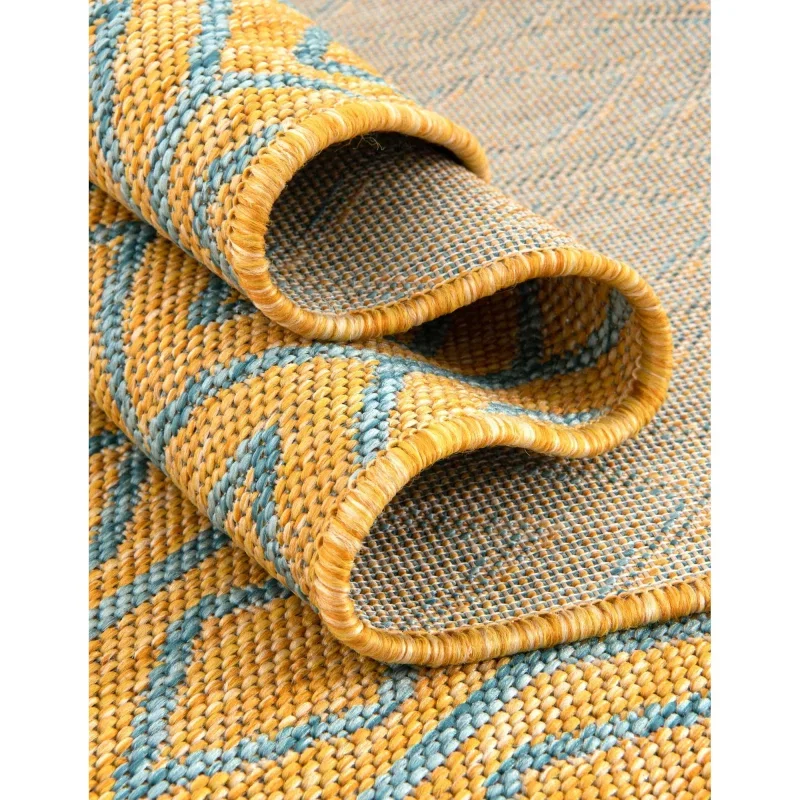 exterior hamptons diamante ikat en amarillo y aqua