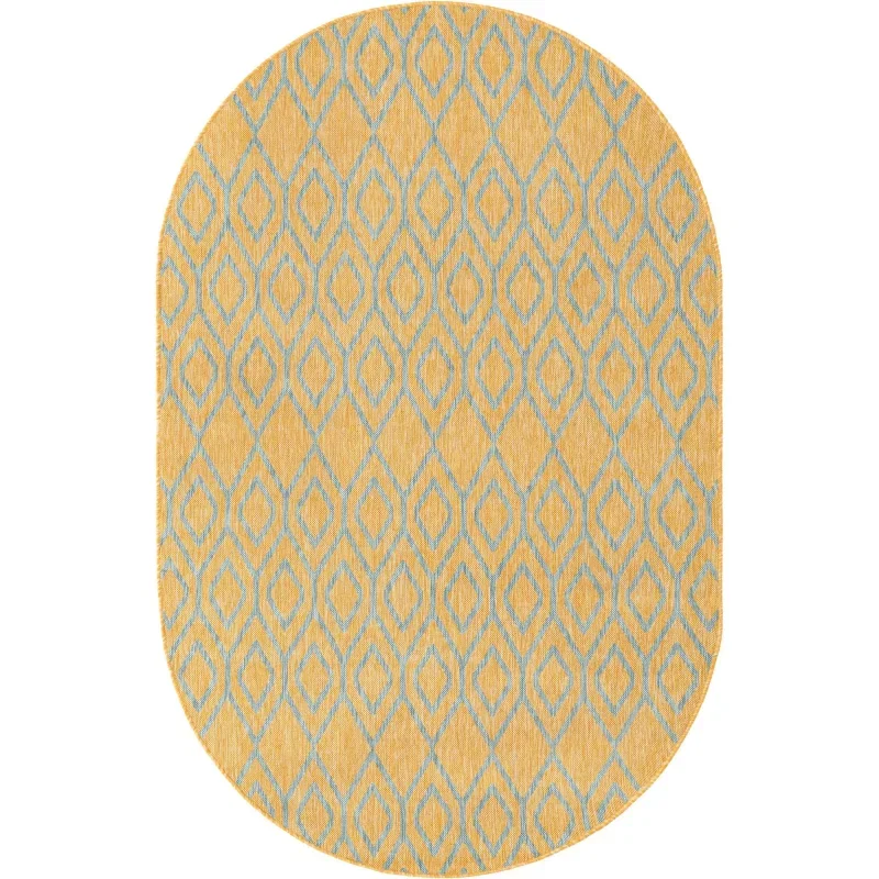 exterior hamptons diamante ikat en amarillo y aqua