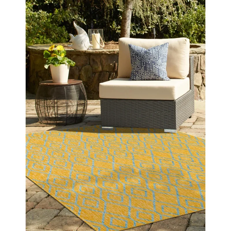 exterior hamptons diamante ikat en amarillo y aqua