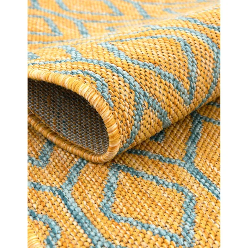 exterior hamptons diamante ikat en amarillo y aqua