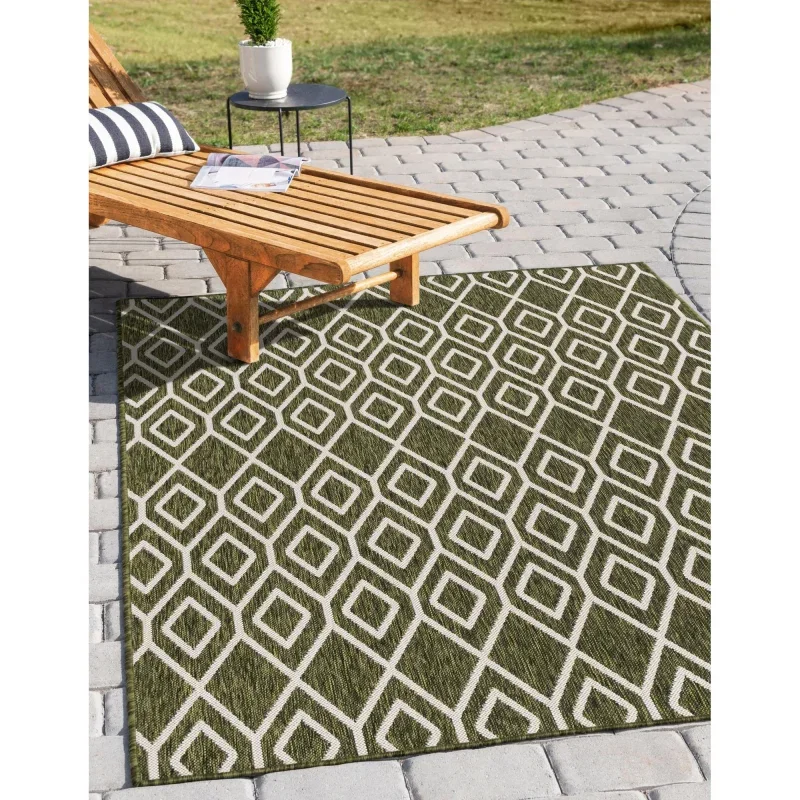 exterior hamptons diamantes geometricos en verde