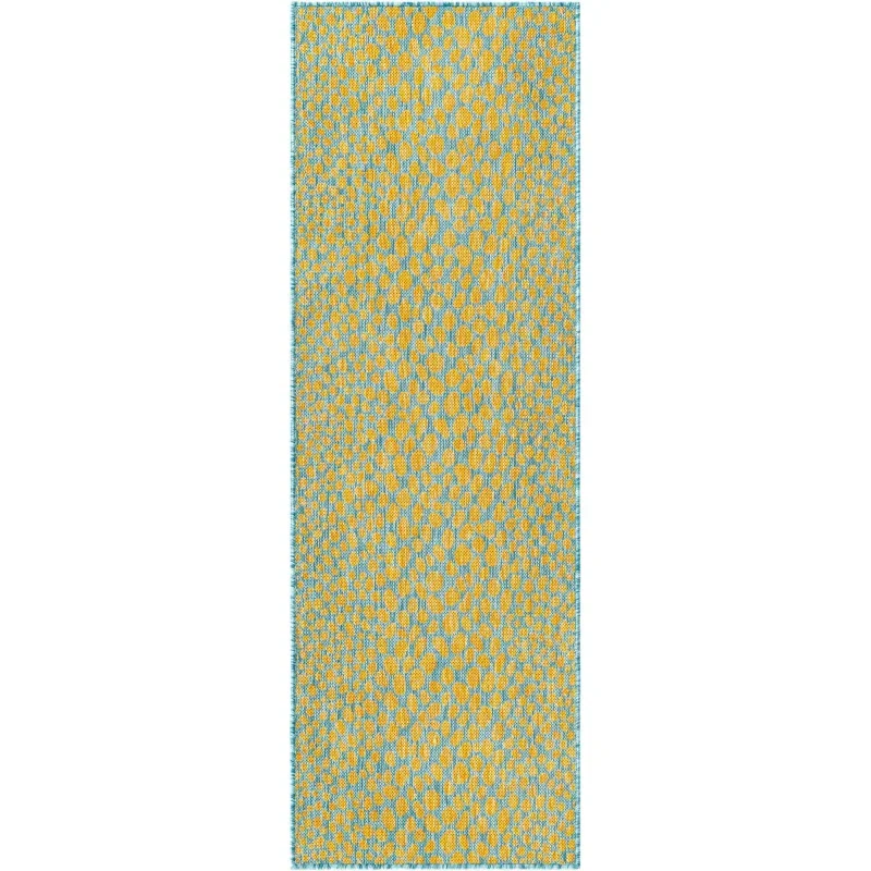 exterior hamptons piel de leopardo en amarillo y aqua