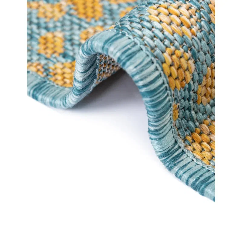 exterior hamptons piel de leopardo en amarillo y aqua