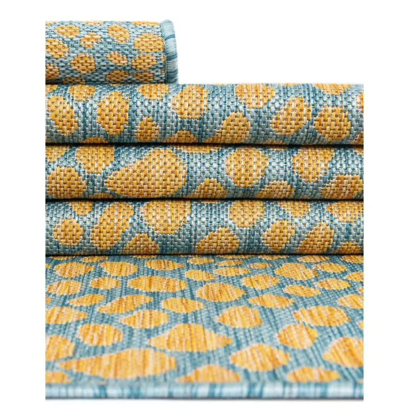 exterior hamptons piel de leopardo en amarillo y aqua