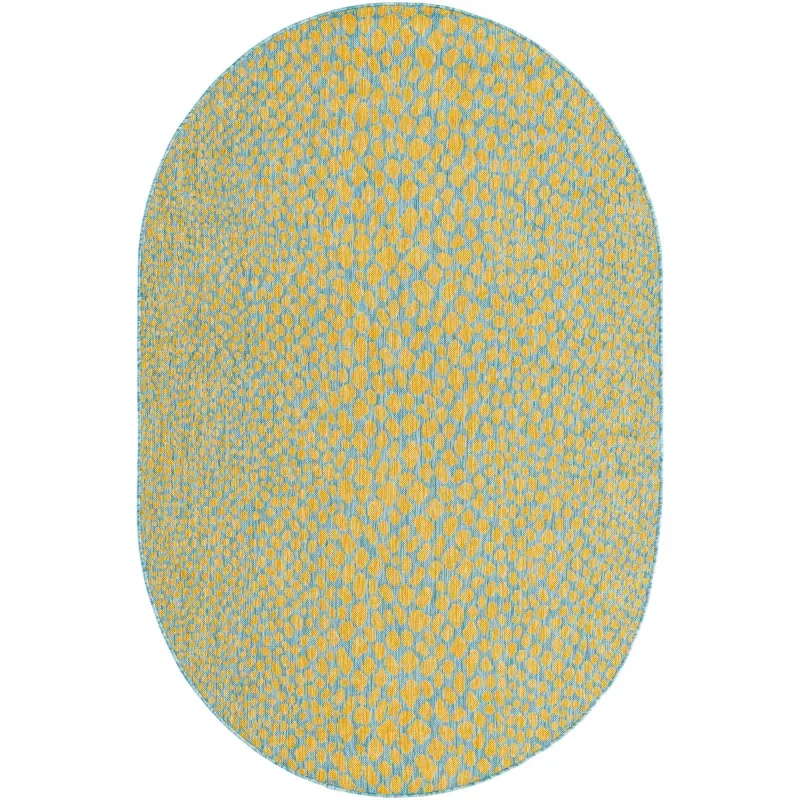 exterior hamptons piel de leopardo en amarillo y aqua