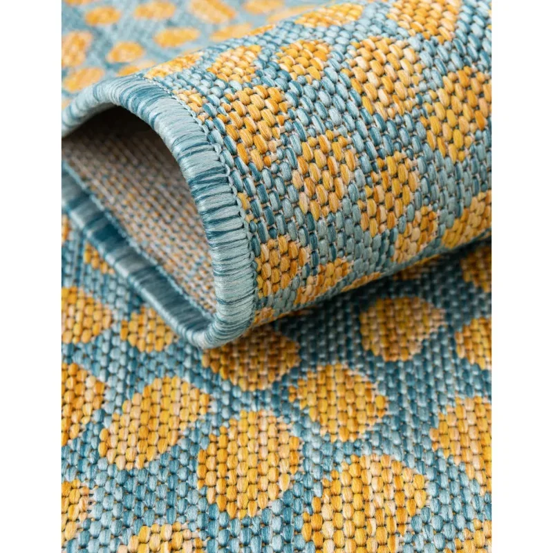 exterior hamptons piel de leopardo en amarillo y aqua