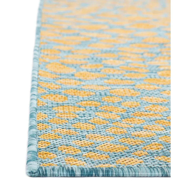 exterior hamptons piel de leopardo en amarillo y aqua