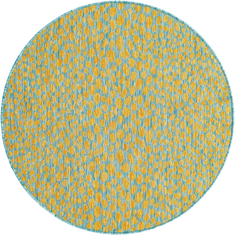 exterior hamptons piel de leopardo en amarillo y aqua
