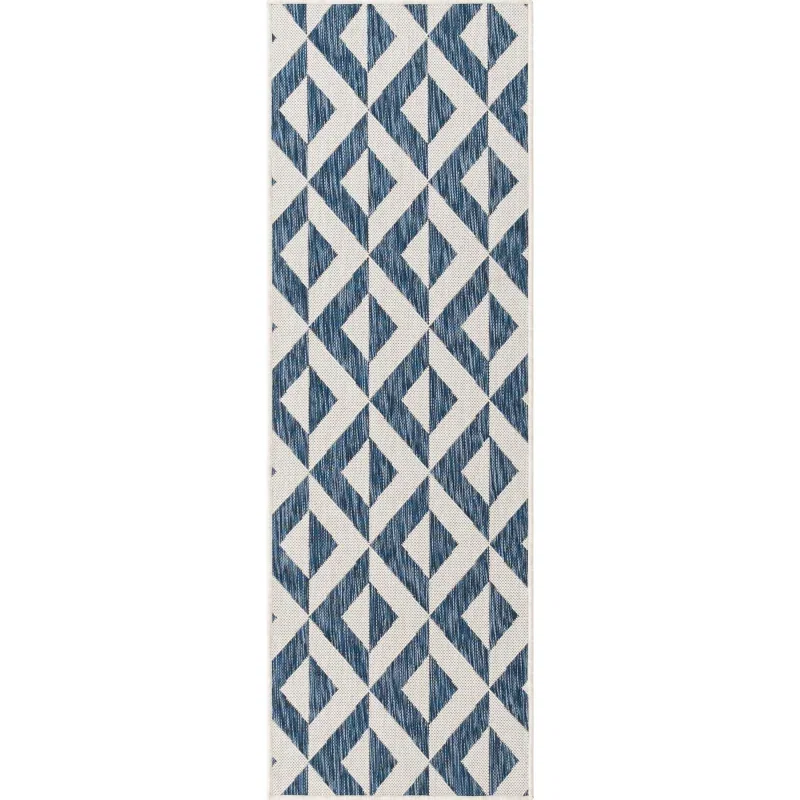exterior hamptons rombos geometricos en azul