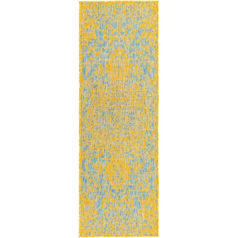 exterior hamptons vintage en amarillo y aqua
