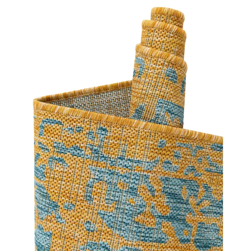 exterior hamptons vintage en amarillo y aqua