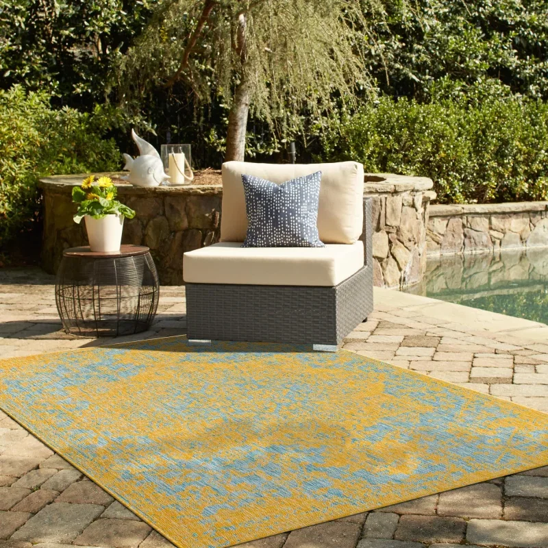 exterior hamptons vintage en amarillo y aqua