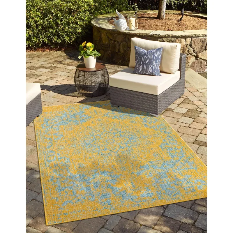 exterior hamptons vintage en amarillo y aqua