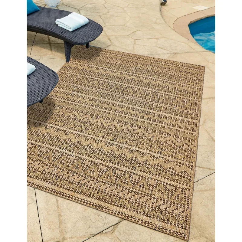 Tapete Exterior Moderno Rayas Texturadas en Café Claro