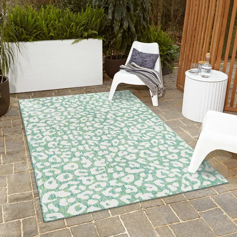 exterior safari animal print en verde azulado