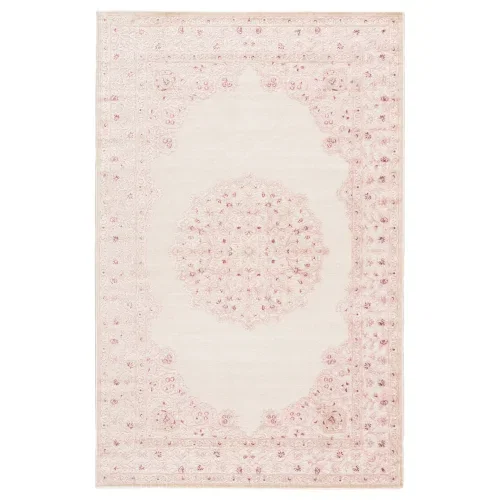Tapete Fábula Medallón Persa en Rosa y Blanco