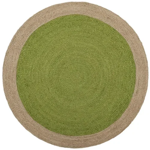 Tapete Fibra Natural Bohemio en Verde con Natural