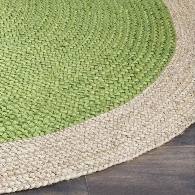 Tapete Fibra Natural Bohemio en Verde con Natural