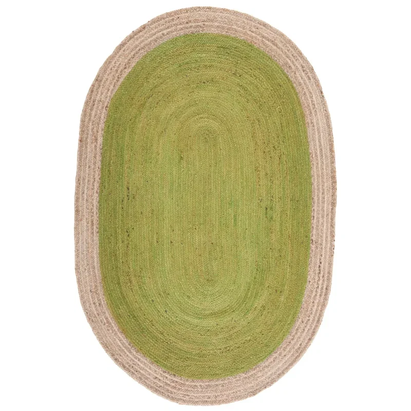 Tapete Fibra Natural Bohemio en Verde con Natural