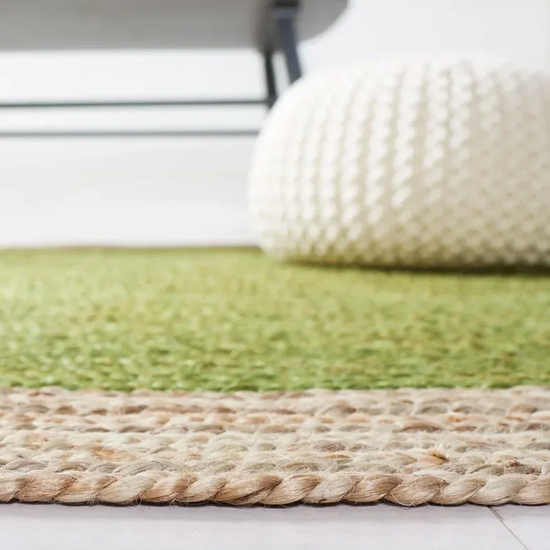 Tapete Fibra Natural Bohemio en Verde con Natural
