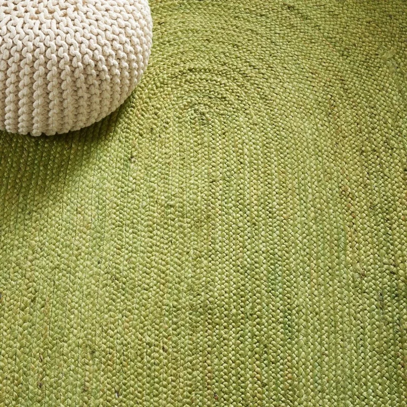 Tapete Fibra Natural Bohemio en Verde con Natural
