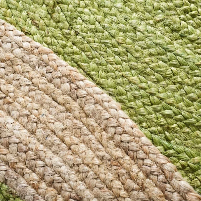 Tapete Fibra Natural Bohemio en Verde con Natural