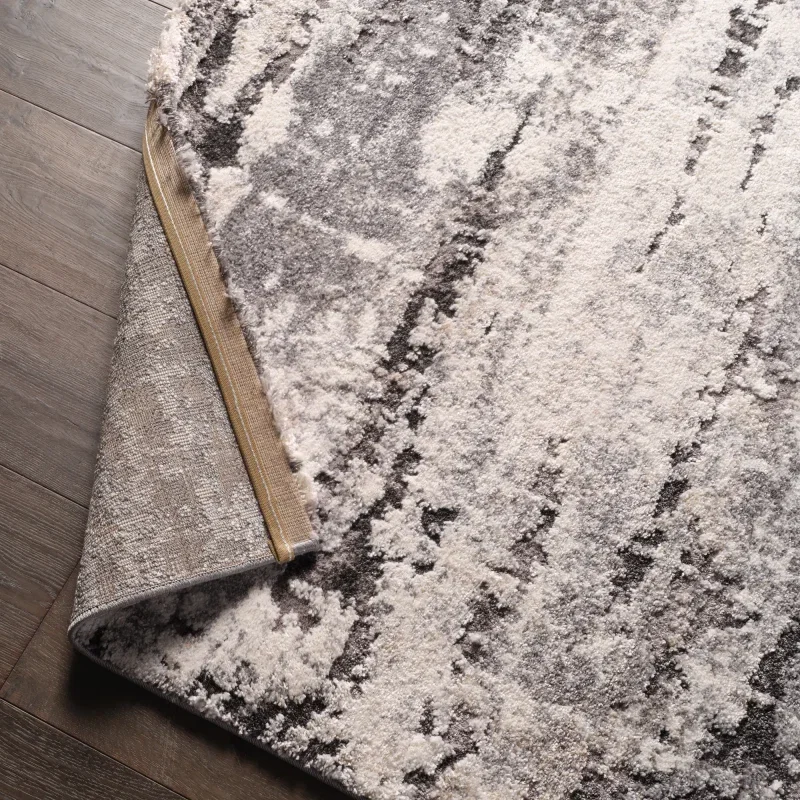 Tapete Fortuna Abstracto Relieve Industrial en Gris y Blanco