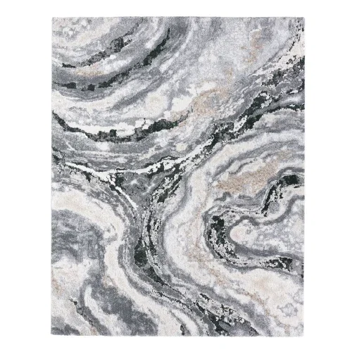 Tapete Fortuna de Abstracciones Orgánicas en Gris y Blanco