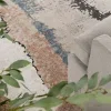 Tapete Fortuna Motivo Natural Tallado en Beige y Azul