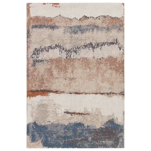Tapete Fortuna Motivo Natural Tallado en Beige y Azul