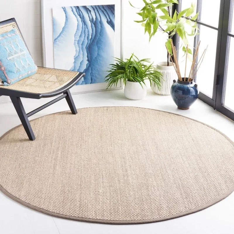 Tapete Frontera de Sisal con Orilla Caqui