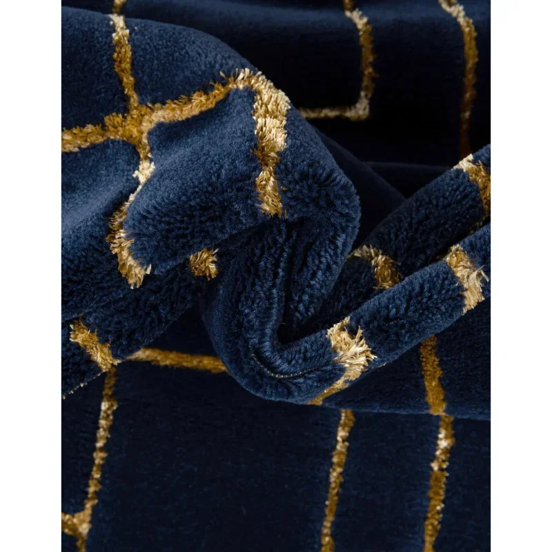 Tapete Glamour Cuadrícula Azul y Oro