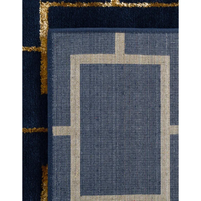 Tapete Glamour Cuadrícula Azul y Oro