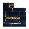 Tapete Glamour Cuadrícula Azul y Oro