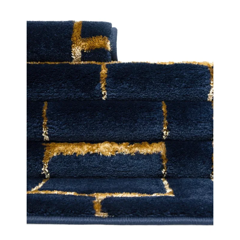 Tapete Glamour Cuadrícula Azul y Oro