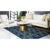 Tapete Glamour Cuadrícula Azul y Oro