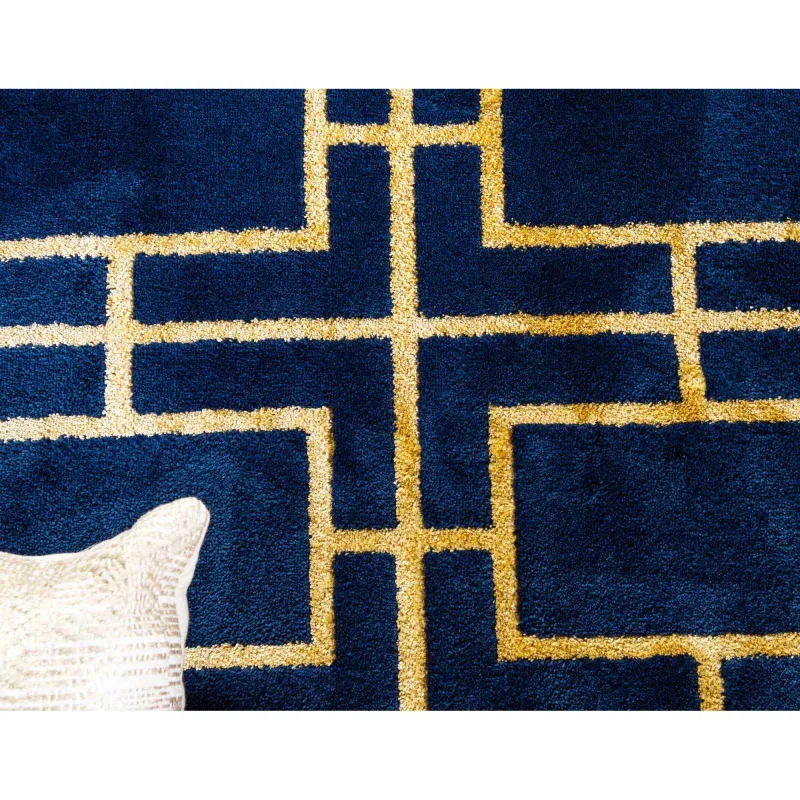 Tapete Glamour Cuadrícula Azul y Oro