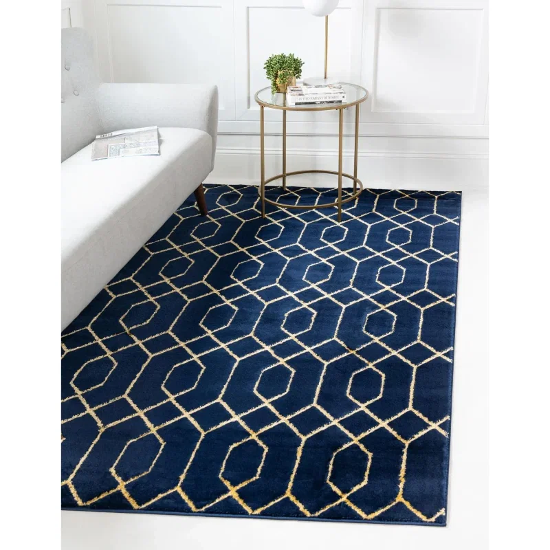 Tapete Glamour Enrejado Azul y Oro