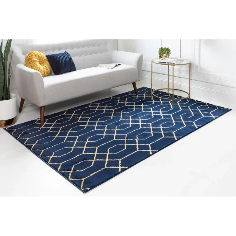 Tapete Glamour Enrejado Azul y Oro