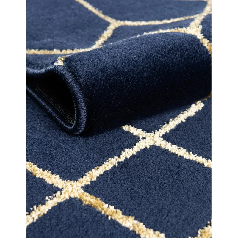 Tapete Glamour Enrejado Azul y Oro