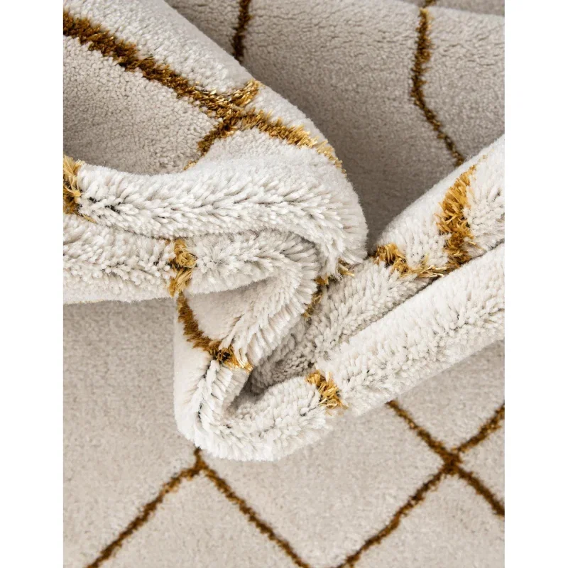Tapete Glamour Enrejado Blanco y Oro