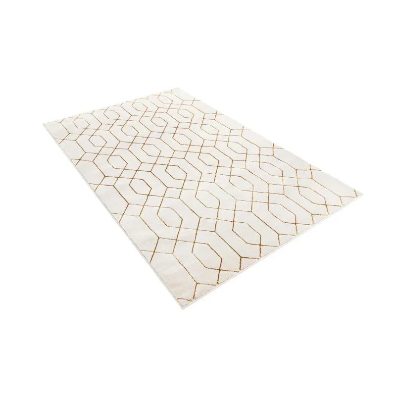 Tapete Glamour Enrejado Blanco y Oro