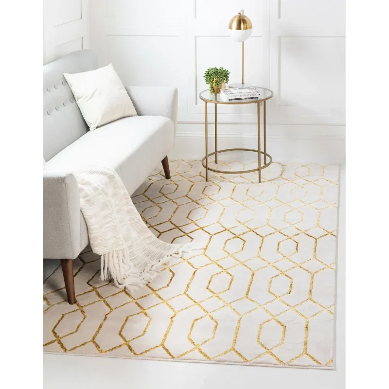 Tapete Glamour Enrejado Blanco y Oro