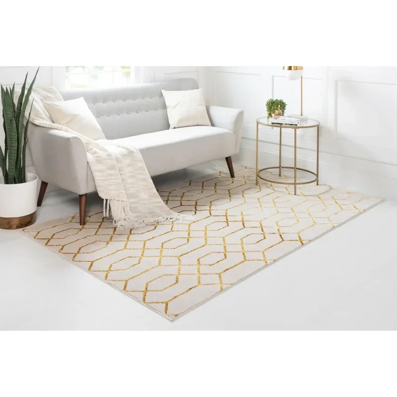 Tapete Glamour Enrejado Blanco y Oro