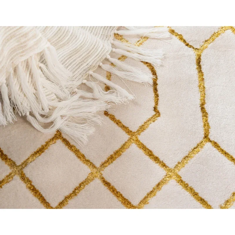 Tapete Glamour Enrejado Blanco y Oro