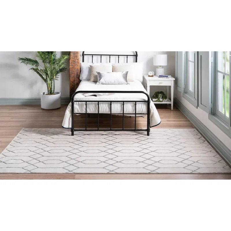 Tapete Glamour Enrejado Blanco y Plata